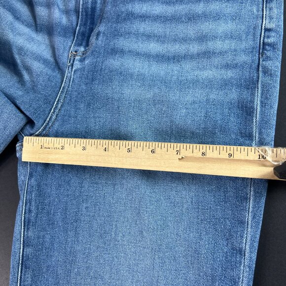 Paige Jeans Women 34x27* Claudine High Rise Crop Flare Blue Raw Hem Denim Tag 32 - Picture 14 of 16